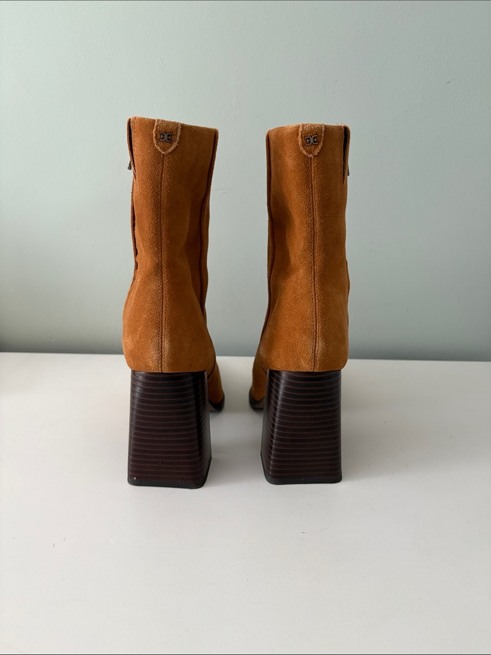 Sam Edelman Suede Square-Toe Ankle Boots in Camel - Women's - Picture 5 of 7